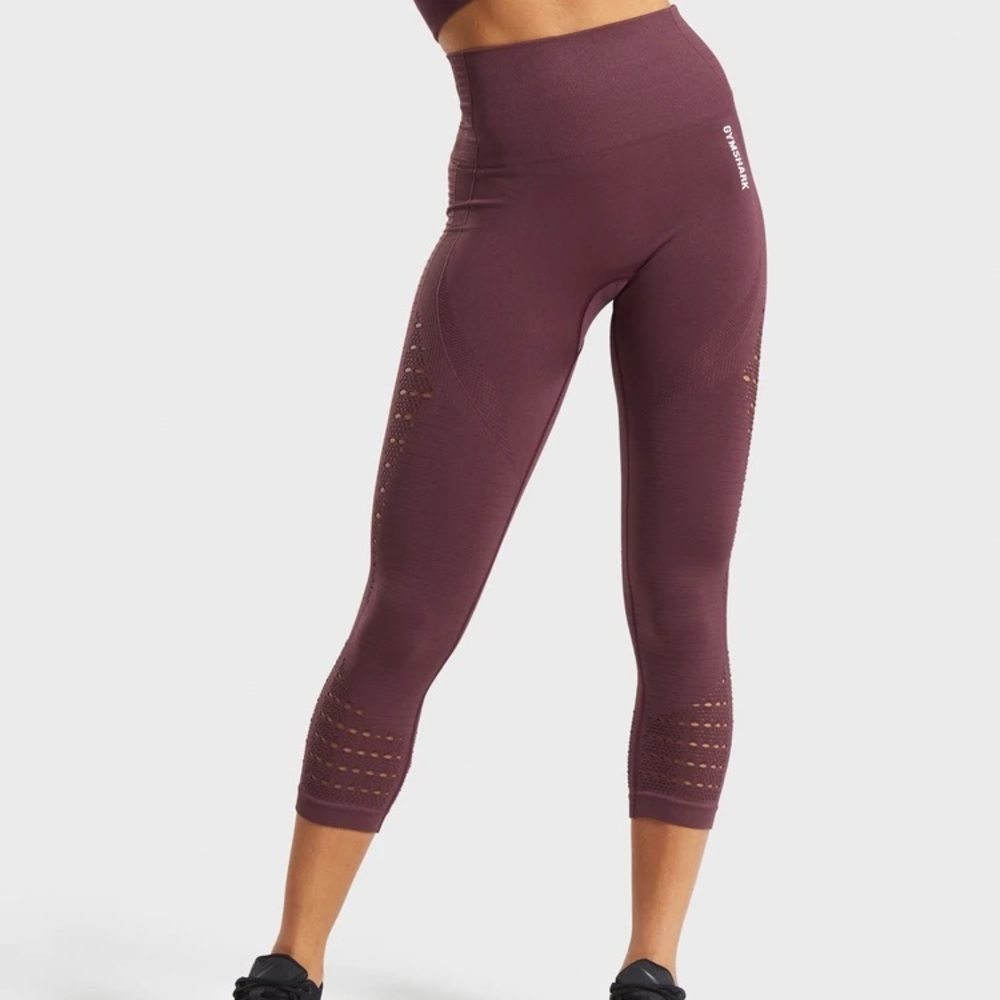 Gymshark Energy+ Seamless Cropped Leggings - Berry Red